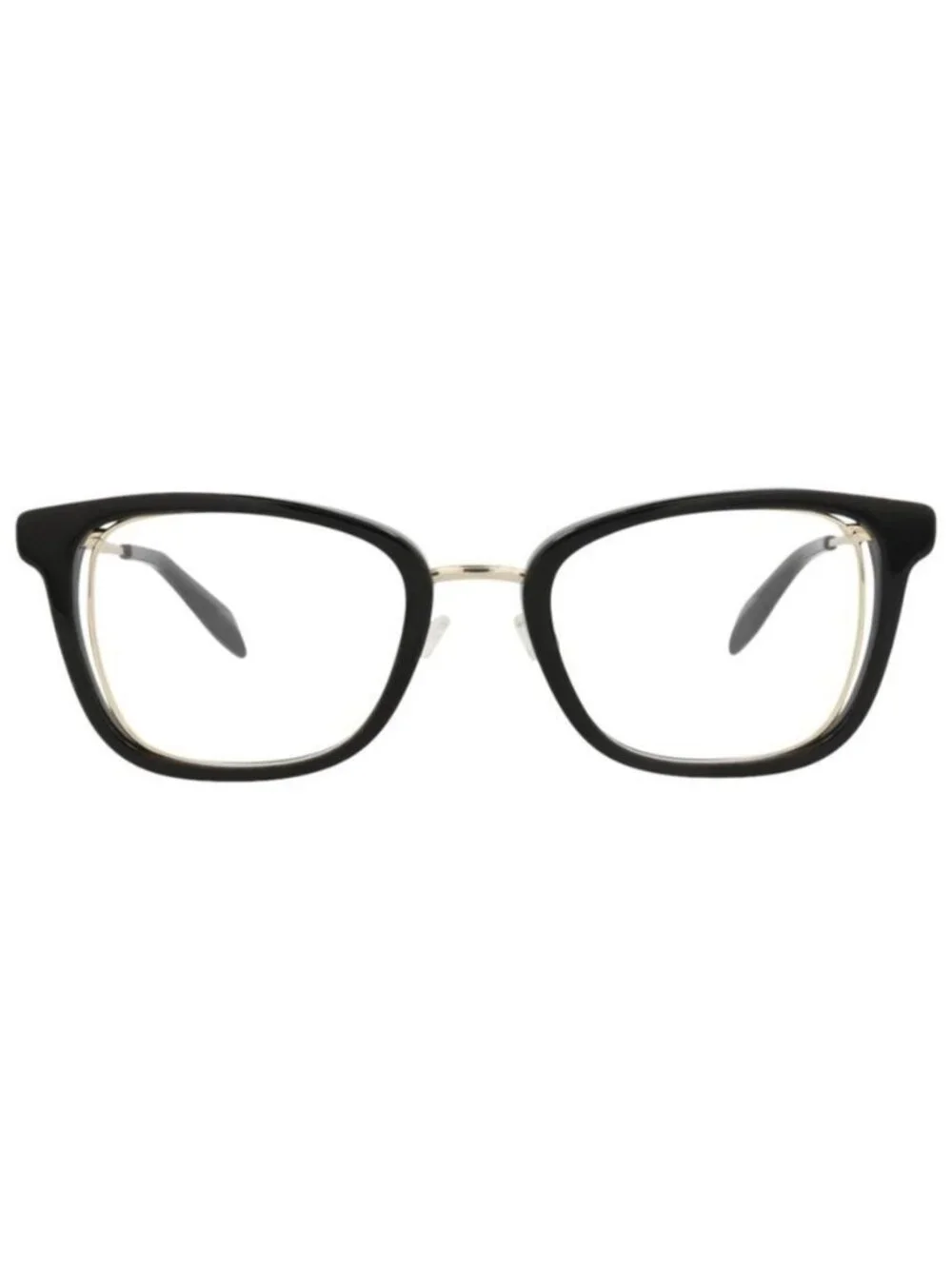 New Alexander McQueen Womens Square/Rectangle Black Gold Transparent Fashion Des